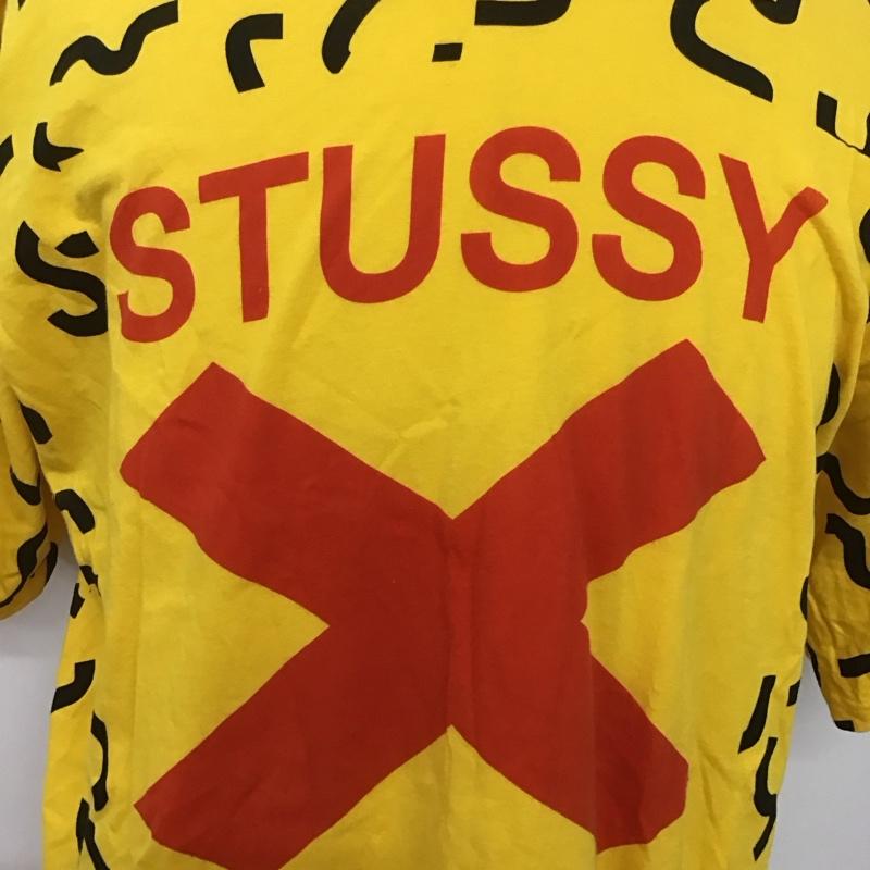 ステューシー STUSSY Tシャツ 半袖 半袖カットソー プリントTシャツ クルーネックカットソー XL プリント 黄 / イエロー /  メンズ USED 古着 中古 10125620