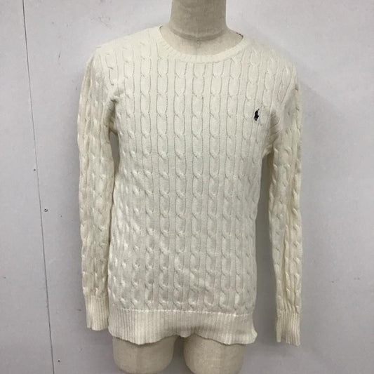ポロラルフローレン POLO RALPH LAUREN ニット、セーター 長袖 長袖ニットカットソー クルーネック セーター XL ロゴ、文字 白 / ホワイト /  メンズ USED 古着 中古 10125631