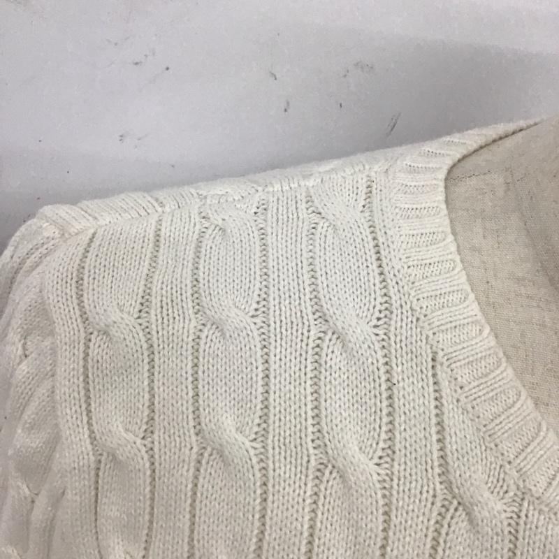ポロラルフローレン POLO RALPH LAUREN ニット、セーター 長袖 長袖ニットカットソー クルーネック セーター XL ロゴ、文字 白 / ホワイト /  メンズ USED 古着 中古 10125631