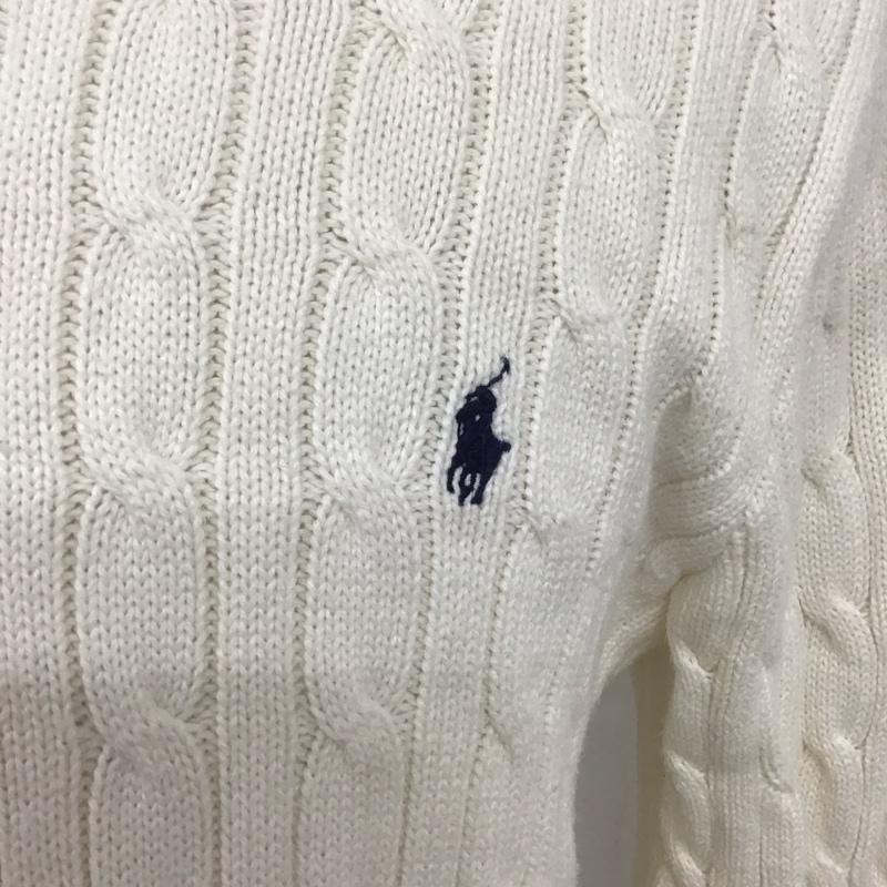ポロラルフローレン POLO RALPH LAUREN ニット、セーター 長袖 長袖ニットカットソー クルーネック セーター XL ロゴ、文字 白 / ホワイト /  メンズ USED 古着 中古 10125631