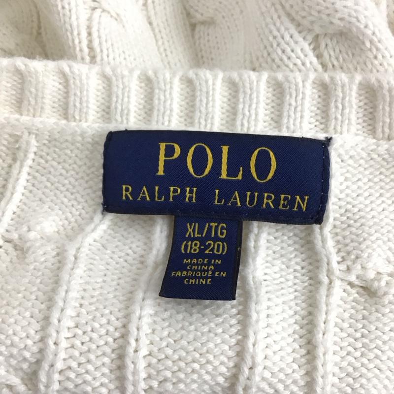 ポロラルフローレン POLO RALPH LAUREN ニット、セーター 長袖 長袖ニットカットソー クルーネック セーター XL ロゴ、文字 白 / ホワイト /  メンズ USED 古着 中古 10125631