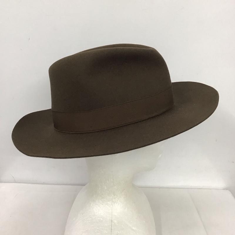 ボルサリーノ Borsalino 帽子 ハット フェルト 中折れ帽 無地 茶 / ブラウン /  メンズ USED 古着 中古 10125656
