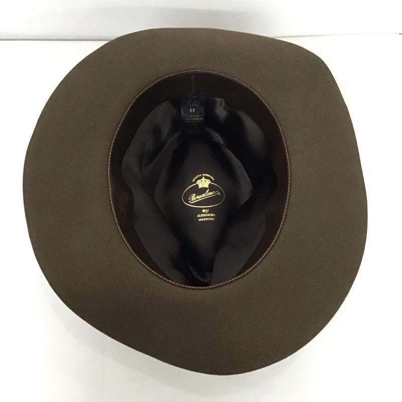 ボルサリーノ Borsalino 帽子 ハット フェルト 中折れ帽 無地 茶 / ブラウン /  メンズ USED 古着 中古 10125656