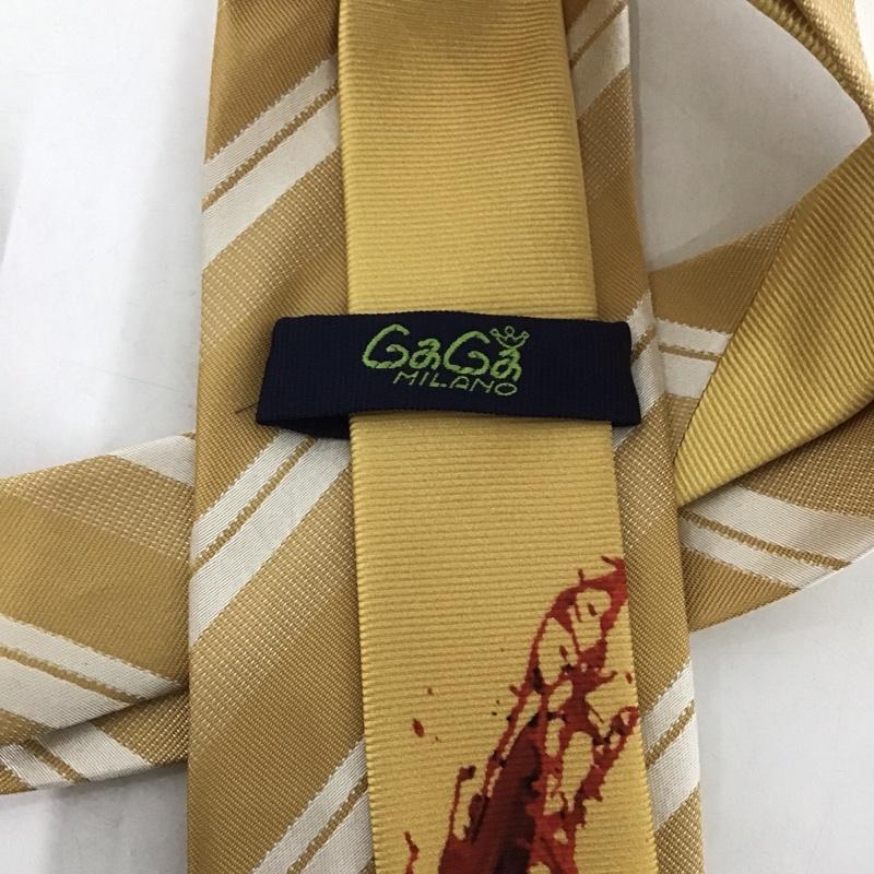 ガガ ミラノ GaGa MILANO ネクタイ ネクタイ シルク ストライプ 金 / ゴールド / X 白 / ホワイト /  メンズ USED 古着 中古 10125665