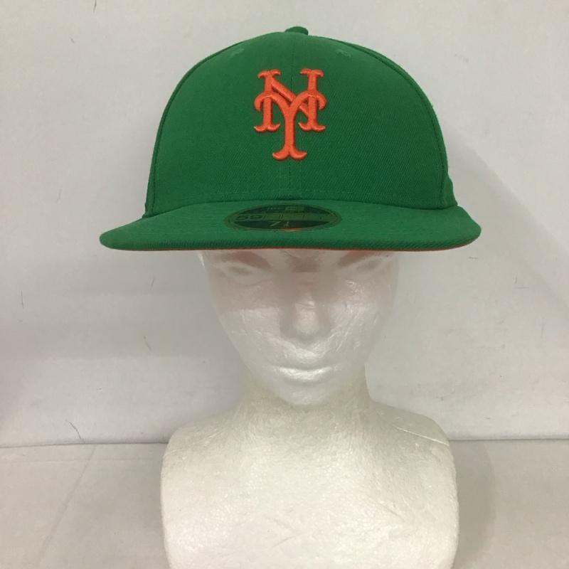 ニューエラ NEW ERA 帽子 キャップ ニューヨーク メッツ ４０周年記念 59FIFTY 57.7cm ロゴ、文字 橙 / オレンジ / X 緑 / グリーン /  メンズ USED 古着 中古 10125689