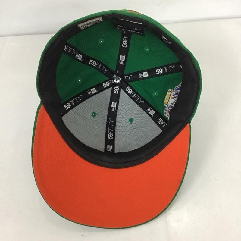 ニューエラ NEW ERA 帽子 キャップ ニューヨーク メッツ ４０周年記念 59FIFTY 57.7cm ロゴ、文字 橙 / オレンジ / X 緑 / グリーン /  メンズ USED 古着 中古 10125689