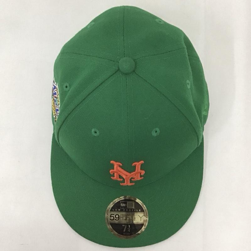 ニューエラ NEW ERA 帽子 キャップ ニューヨーク メッツ ４０周年記念 59FIFTY 57.7cm ロゴ、文字 橙 / オレンジ / X 緑 / グリーン /  メンズ USED 古着 中古 10125689