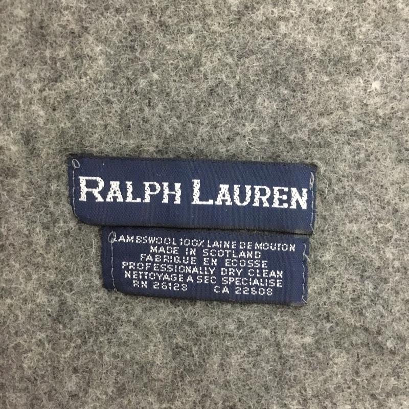 ラルフローレン RALPHLAUREN マフラー マフラー 大文字タグ スコットランド製 フリンジ ウール ワンポイント 灰 / グレー /  メンズ USED 古着 中古 10125698