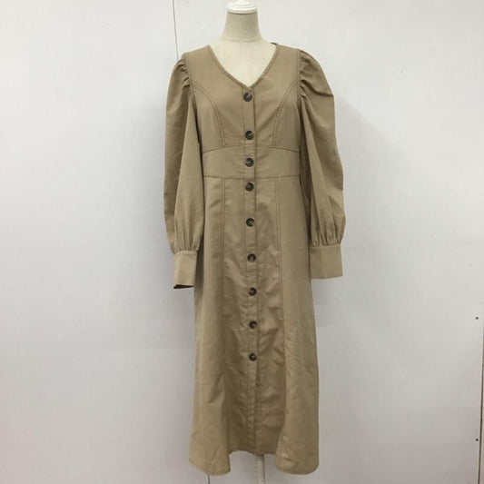 アルシーヴ archives ワンピース ロングスカート 07-0238 配色ステッチ 前開き Vネック 無地 ベージュ / ベージュ /  レディース USED 古着 中古 10125704