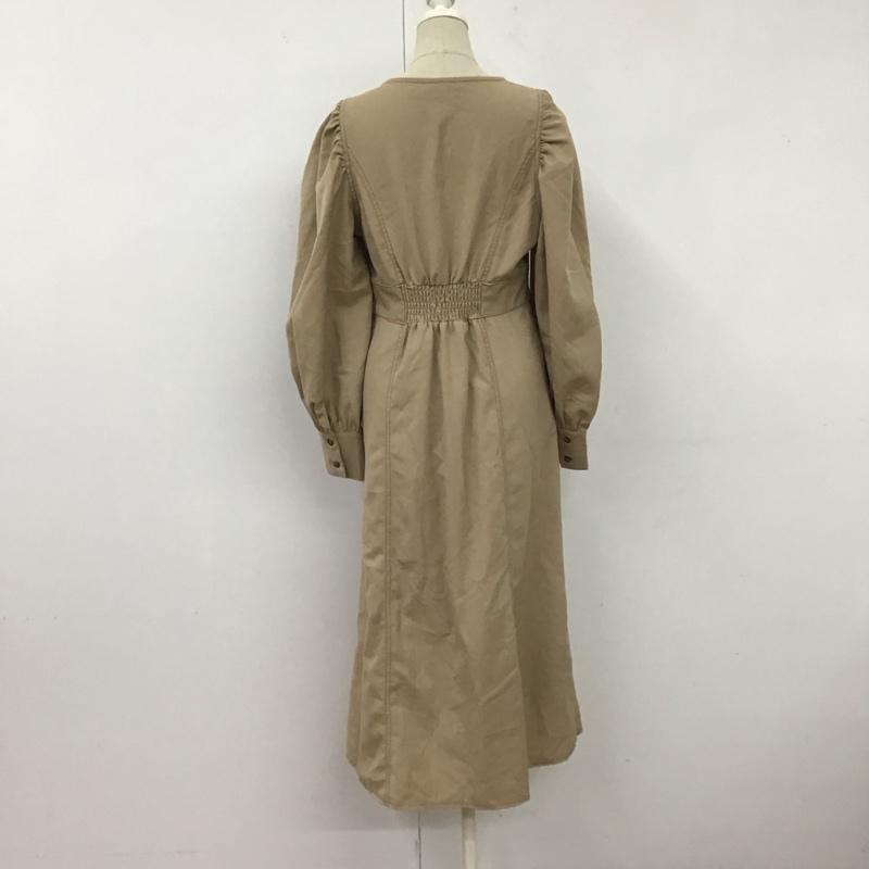 アルシーヴ archives ワンピース ロングスカート 07-0238 配色ステッチ 前開き Vネック 無地 ベージュ / ベージュ /  レディース USED 古着 中古 10125704