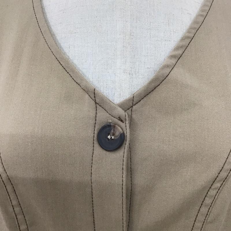 アルシーヴ archives ワンピース ロングスカート 07-0238 配色ステッチ 前開き Vネック 無地 ベージュ / ベージュ /  レディース USED 古着 中古 10125704