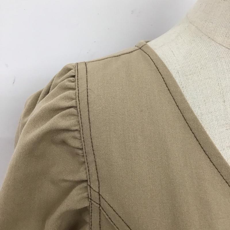 アルシーヴ archives ワンピース ロングスカート 07-0238 配色ステッチ 前開き Vネック 無地 ベージュ / ベージュ /  レディース USED 古着 中古 10125704