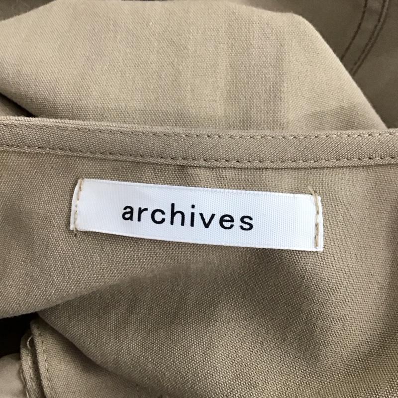 アルシーヴ archives ワンピース ロングスカート 07-0238 配色ステッチ 前開き Vネック 無地 ベージュ / ベージュ /  レディース USED 古着 中古 10125704