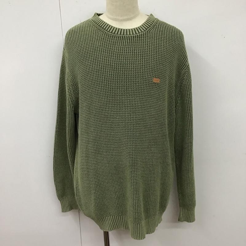 ハフ HUF ニット、セーター 長袖 コットンニット L ロゴ、文字 緑 / グリーン /  メンズ USED 古着 中古 10125706