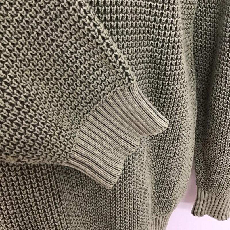 ハフ HUF ニット、セーター 長袖 コットンニット L ロゴ、文字 緑 / グリーン /  メンズ USED 古着 中古 10125706
