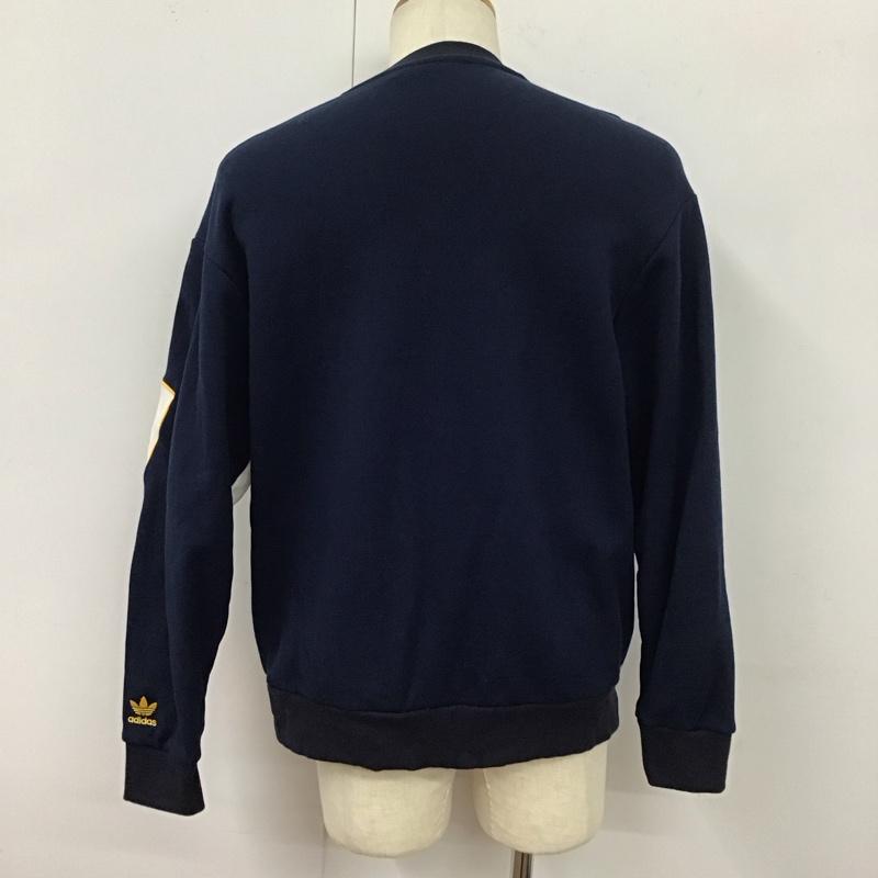 アディダス adidas トレーナー 長袖 IN1024 U BIG TRF CREW スウェット L  白 / ホワイト / X 橙 / オレンジ / X 紺 / ネイビー /  メンズ USED 古着 中古 10125708