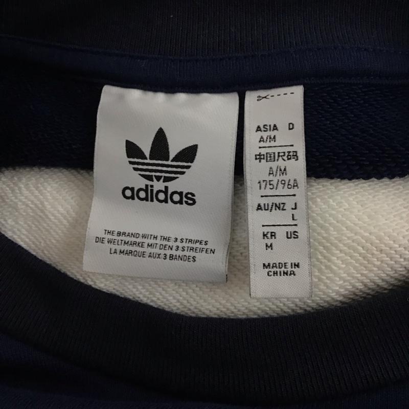 アディダス adidas トレーナー 長袖 IN1024 U BIG TRF CREW スウェット L  白 / ホワイト / X 橙 / オレンジ / X 紺 / ネイビー /  メンズ USED 古着 中古 10125708