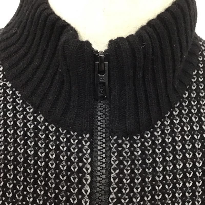 カルバン・クライン Calvin Klein カーディガン 長袖 フルジップ ジップアップ スタンドカラー XL 無地 黒 / ブラック / X 灰 / グレー /  メンズ USED 古着 中古 10125713