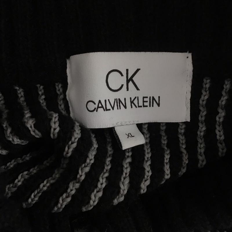 カルバン・クライン Calvin Klein カーディガン 長袖 フルジップ ジップアップ スタンドカラー XL 無地 黒 / ブラック / X 灰 / グレー /  メンズ USED 古着 中古 10125713
