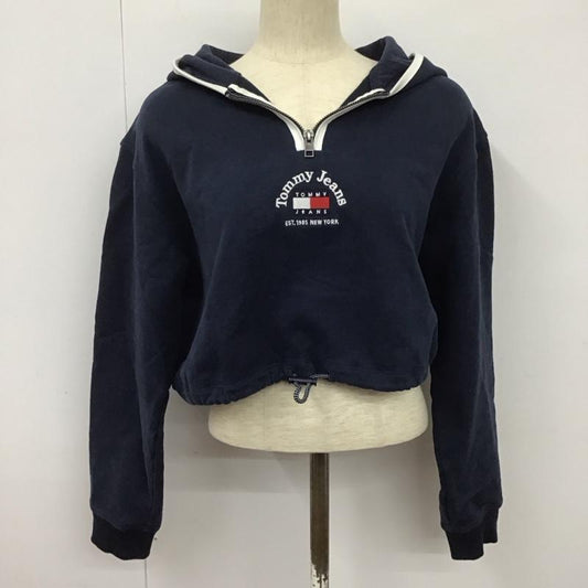 トミー ジーンズ TOMMY JEANS パーカー 長袖 長袖パーカー プルオーバーパーカー スウェット ジップカラー L ロゴ、文字 紺 / ネイビー /  レディース USED 古着 中古 10125717