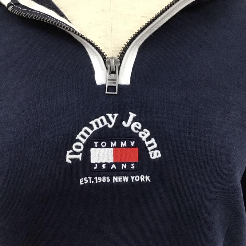 トミー ジーンズ TOMMY JEANS パーカー 長袖 長袖パーカー プルオーバーパーカー スウェット ジップカラー L ロゴ、文字 紺 / ネイビー /  レディース USED 古着 中古 10125717