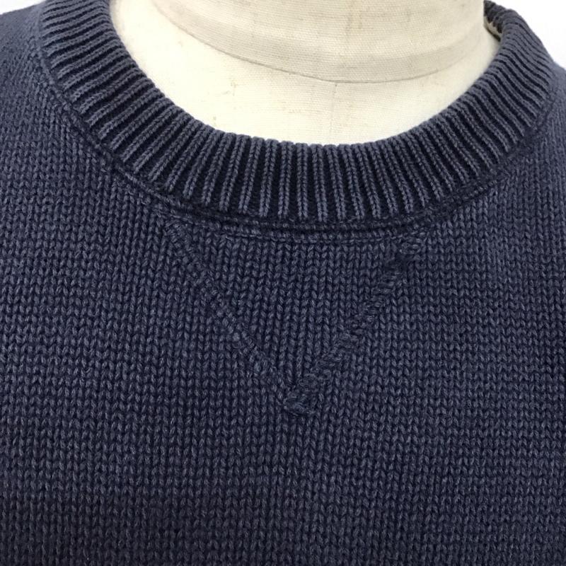 トミーヒルフィガー TOMMY HILFIGER ニット、セーター 長袖 長袖ニットカットソー クルーネック セーター L ロゴ、文字 紺 / ネイビー /  メンズ USED 古着 中古 10125731