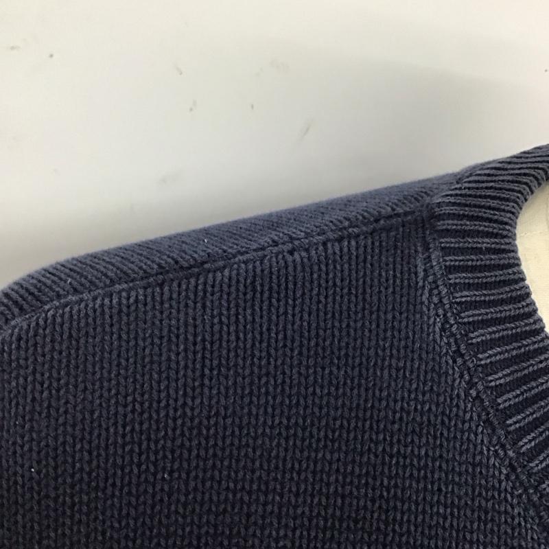 トミーヒルフィガー TOMMY HILFIGER ニット、セーター 長袖 長袖ニットカットソー クルーネック セーター L ロゴ、文字 紺 / ネイビー /  メンズ USED 古着 中古 10125731