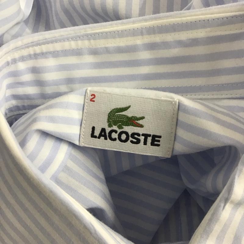 ラコステ LACOSTE シャツ、ブラウス 長袖 長袖シャツ ストライプシャツ カラーシャツ 2 ストライプ 白 / ホワイト / X 水色 / ライトブルー /  メンズ USED 古着 中古 10125735