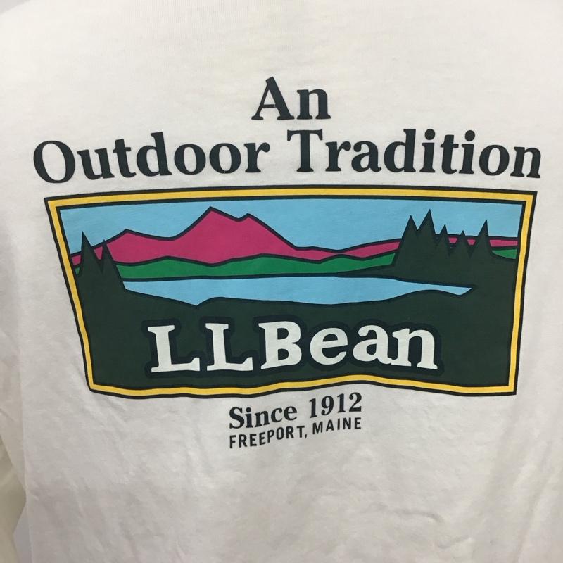 エルエルビーン L.L.Bean カットソー 長袖 長袖カットソー プリントカットソー クルーネック L ロゴ、文字 白 / ホワイト /  メンズ USED 古着 中古 10125785