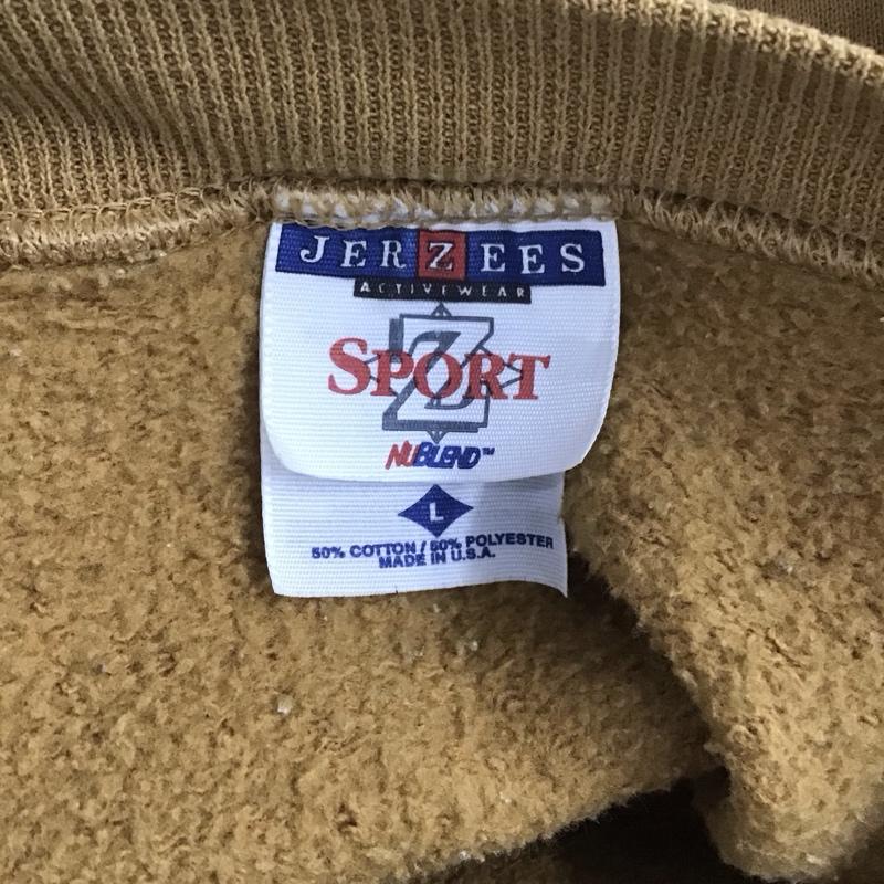 ジャージーズ JERZEES トレーナー 長袖 スウェット 裏起毛 L ワンポイント キャメル / キャメル /  メンズ USED 古着 中古 10125802