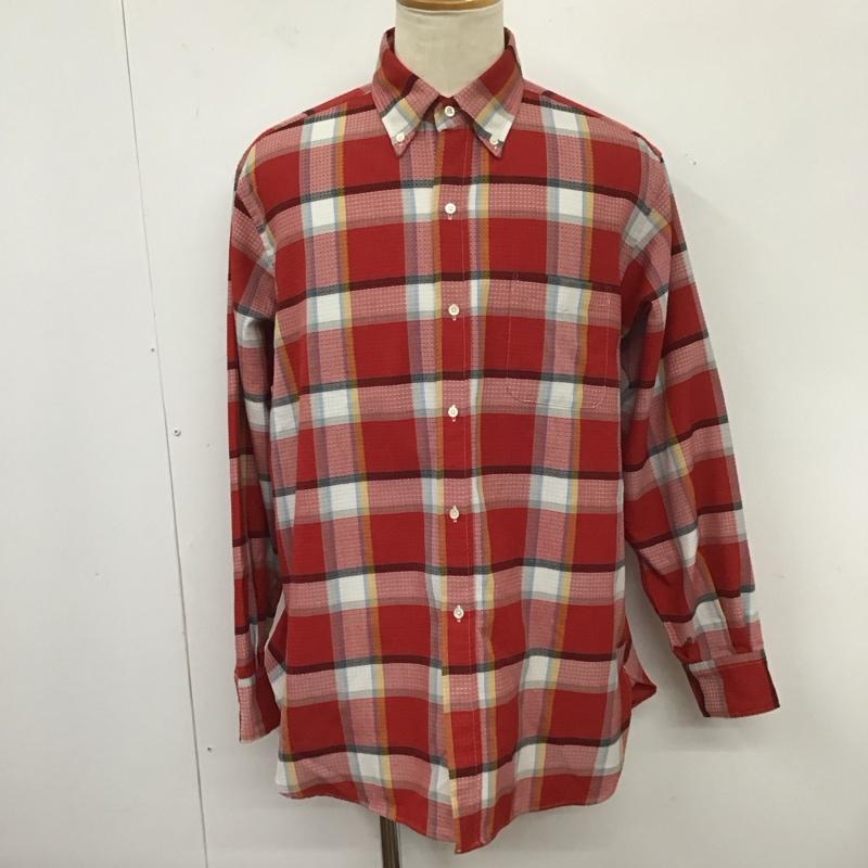 ビームスプラス BEAMS + シャツ、ブラウス 長袖 38-11-0673-139 B.D.Dobby Plaid Classic Fit ボタンダウンシャツ L チェック 赤 / レッド /  メンズ USED 古着 中古 10125803