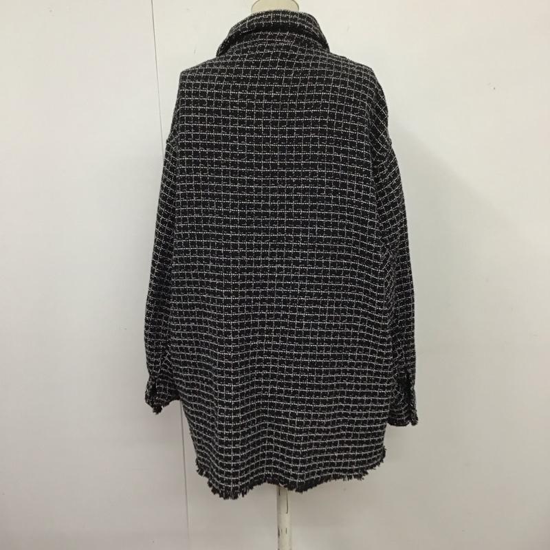 ザラ ZARA ジャケット、上着 ジャケット、ブレザー 8523 169 093 シャツジャケット ツイード M チェック 黒 / ブラック / X 白 / ホワイト /  レディース USED 古着 中古 10125818