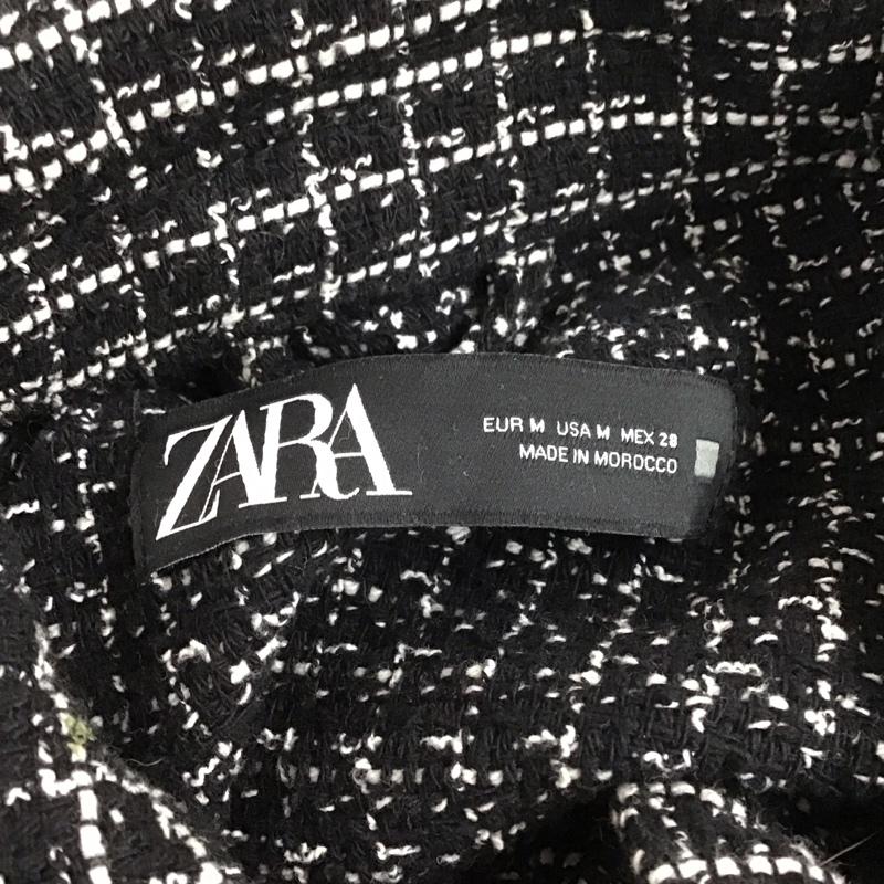 ザラ ZARA ジャケット、上着 ジャケット、ブレザー 8523 169 093 シャツジャケット ツイード M チェック 黒 / ブラック / X 白 / ホワイト /  レディース USED 古着 中古 10125818
