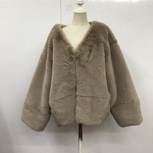 ナイスクラップ NICE CLAUP ジャケット、上着 ジャケット、ブレザー Seemi by NICE CLAUP 0942070010 フェイクファーコート タグ付き FREE 無地 ベージュ / ベージュ /  レディース USED 古着 中古 10125830