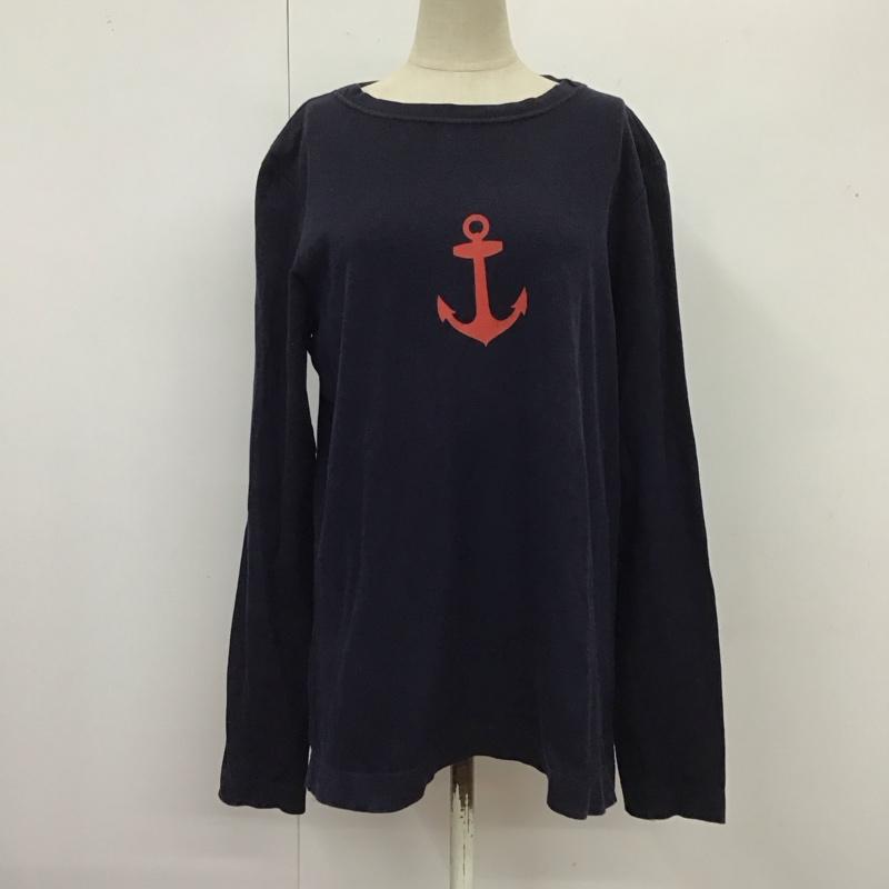 ドリスヴァンノッテン DRIES VAN NOTEN Tシャツ 長袖 ロンT リブ クルーネック 90年代 L プリント 紺 / ネイビー /  メンズ USED 古着 中古 10125836