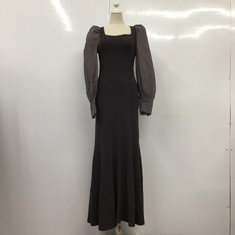 フレイ アイディー FRAY I.D ワンピース ロングスカート FWNO214112 オーガンスリーブスクエアニットワンピース 1 無地 チャコールグレー / チャコールグレー /  レディース USED 古着 中古 10125845