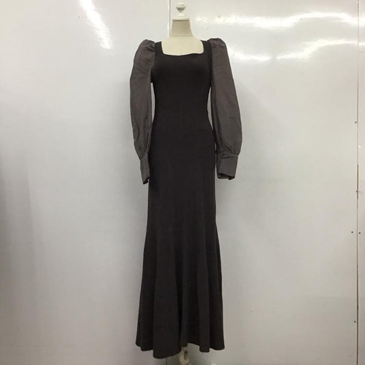 フレイ アイディー FRAY I.D ワンピース ロングスカート FWNO214112 オーガンスリーブスクエアニットワンピース 1 無地 チャコールグレー / チャコールグレー /  レディース USED 古着 中古 10125845
