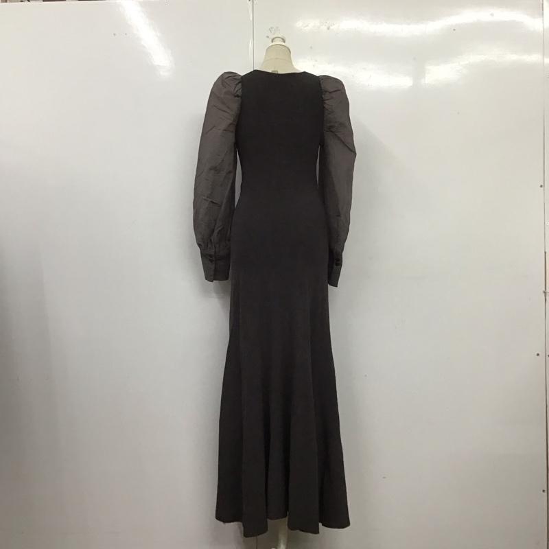 フレイ アイディー FRAY I.D ワンピース ロングスカート FWNO214112 オーガンスリーブスクエアニットワンピース 1 無地 チャコールグレー / チャコールグレー /  レディース USED 古着 中古 10125845