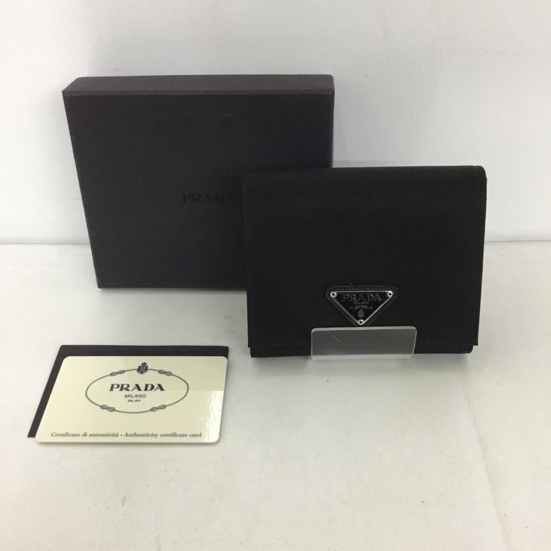 プラダ PRADA 財布 コンパクト財布 1M0176 3つ折り財布 箱有 ナイロン ロゴ、文字 黒 / ブラック /  レディース USED 古着 中古 10125903