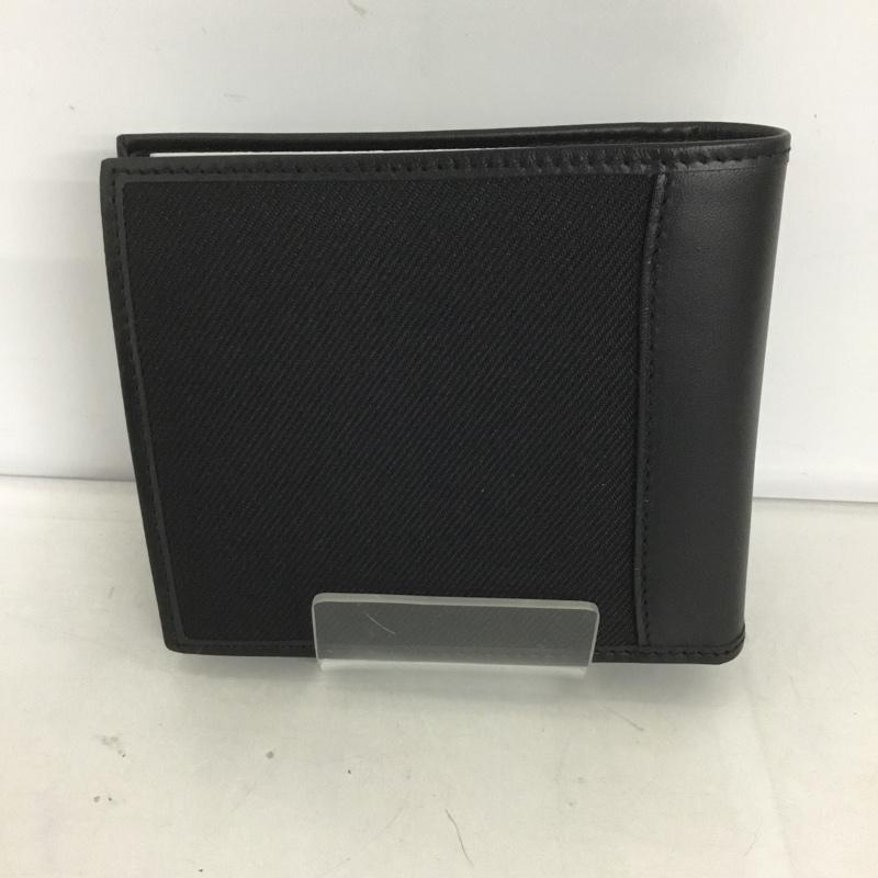 ハンティングワールド Hunting World 財布 二つ折り 箱有 レザー キャンバス ワンポイント 黒 / ブラック /  メンズ USED 古着 中古 10125905