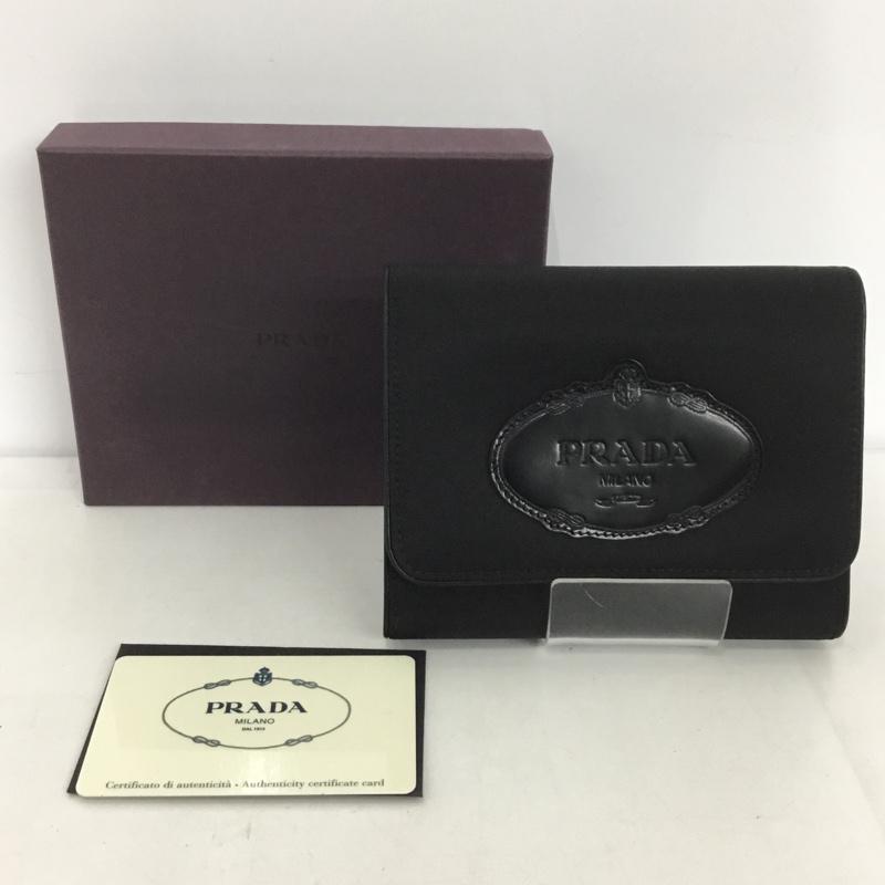 プラダ PRADA 財布 コンパクト財布 1M0170 3つ折り財布 箱有 ロゴ、文字 黒 / ブラック /  レディース USED 古着 中古 10125909