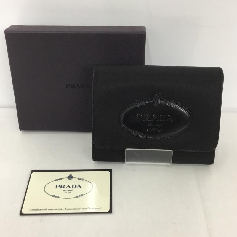 プラダ PRADA 財布 コンパクト財布 1M0170 三つ折り財布 箱有 ロゴ、文字 黒 / ブラック /  レディース USED 古着 中古 10125912