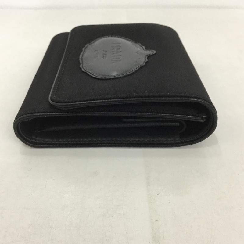 プラダ PRADA 財布 コンパクト財布 1M0170 三つ折り財布 箱有 ロゴ、文字 黒 / ブラック /  レディース USED 古着 中古 10125912