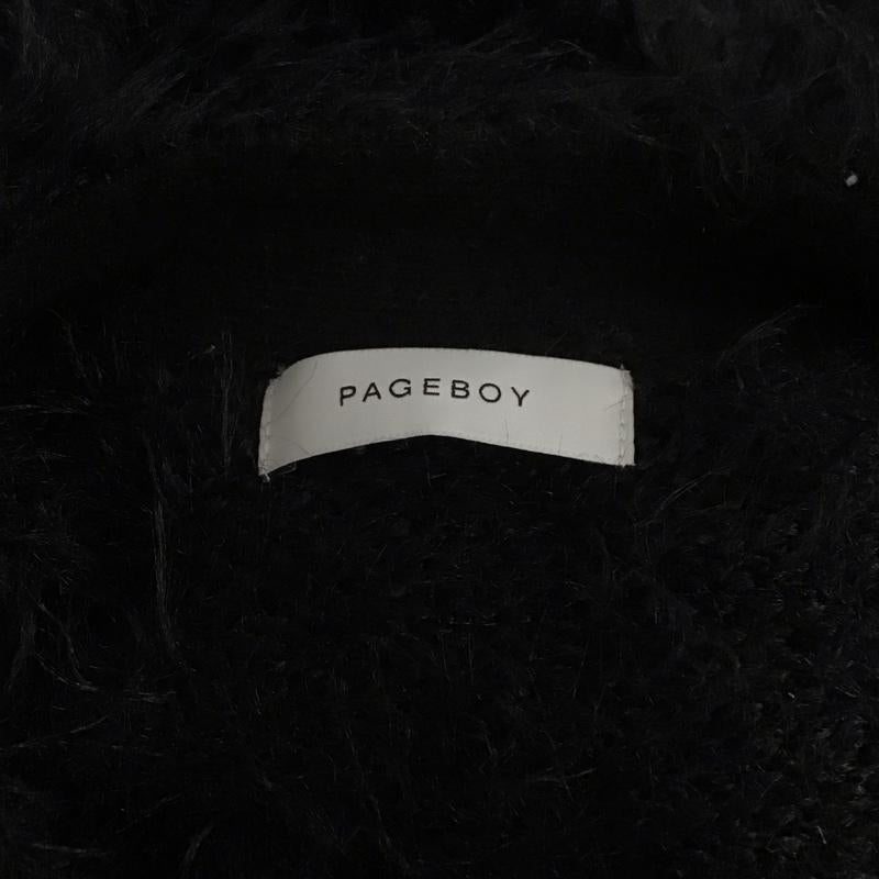 ページボーイ PAGEBOY カーディガン 長袖 長袖ニットカーディガン 前ボタン ノーカラー FREE 無地 黒 / ブラック /  レディース USED 古着 中古 10125962