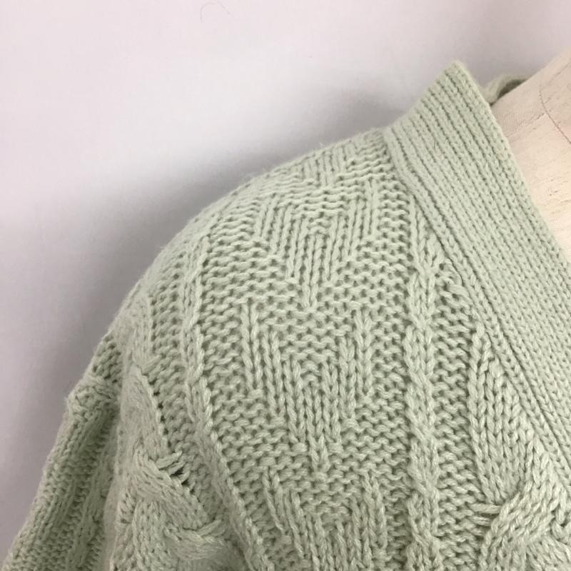 エヘカソポ ehka sopo カーディガン 長袖 長袖ニットカーディガン 前ボタン ノーカラー FREE  緑 / グリーン /  レディース USED 古着 中古 10125963