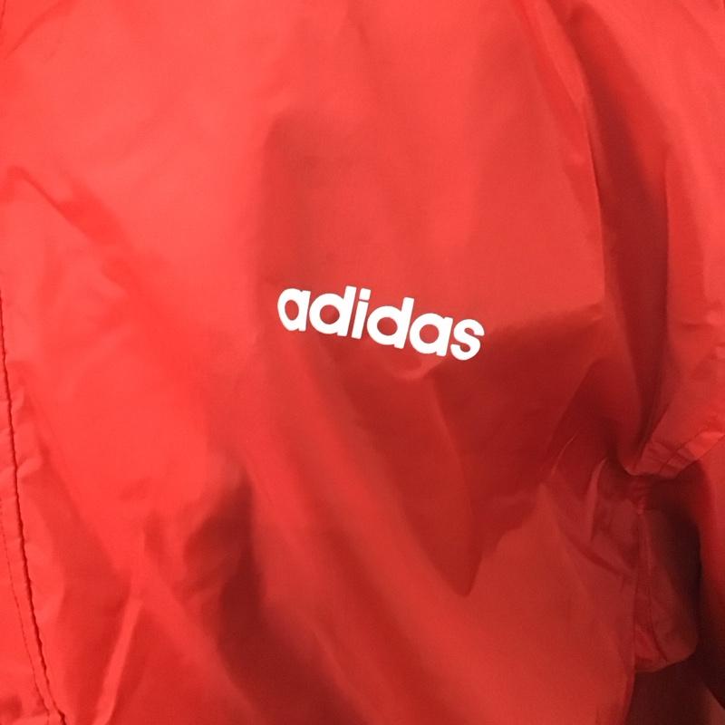 アディダス adidas ジャケット、上着 ジャケット、ブレザー ナイロンジャケット カジュアルジャケット アウター ジップアップパーカー 80s L ロゴ、文字 赤 / レッド /  メンズ USED 古着 中古 10125983