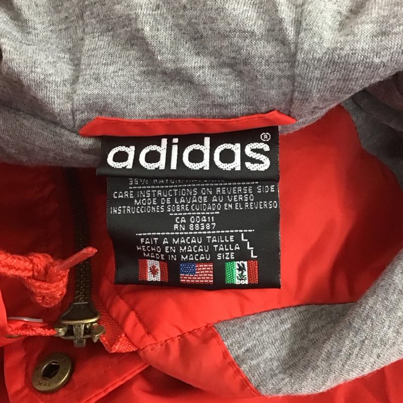 アディダス adidas ジャケット、上着 ジャケット、ブレザー ナイロンジャケット カジュアルジャケット アウター ジップアップパーカー 80s L ロゴ、文字 赤 / レッド /  メンズ USED 古着 中古 10125983