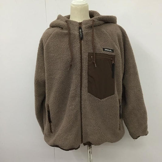 ミルクフェド MILKFED. ジャケット、上着 ジャンパー、ブルゾン ジップアップジャケット パーカー ボアパーカージャケット アウター M ロゴ、文字 茶 / ブラウン /  レディース USED 古着 中古 10126069
