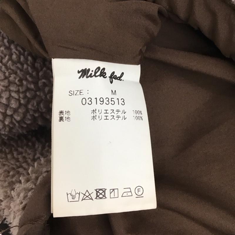 ミルクフェド MILKFED. ジャケット、上着 ジャンパー、ブルゾン ジップアップジャケット パーカー ボアパーカージャケット アウター M ロゴ、文字 茶 / ブラウン /  レディース USED 古着 中古 10126069