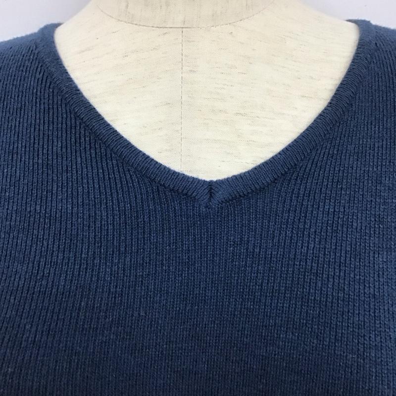 アンドクチュール And Couture ワンピース ロングスカート 09-2025100663 Vネック スカート切替 長袖 38 無地 青 / ブルー / X チャコールグレー / チャコールグレー /  レディース USED 古着 中古 10126073